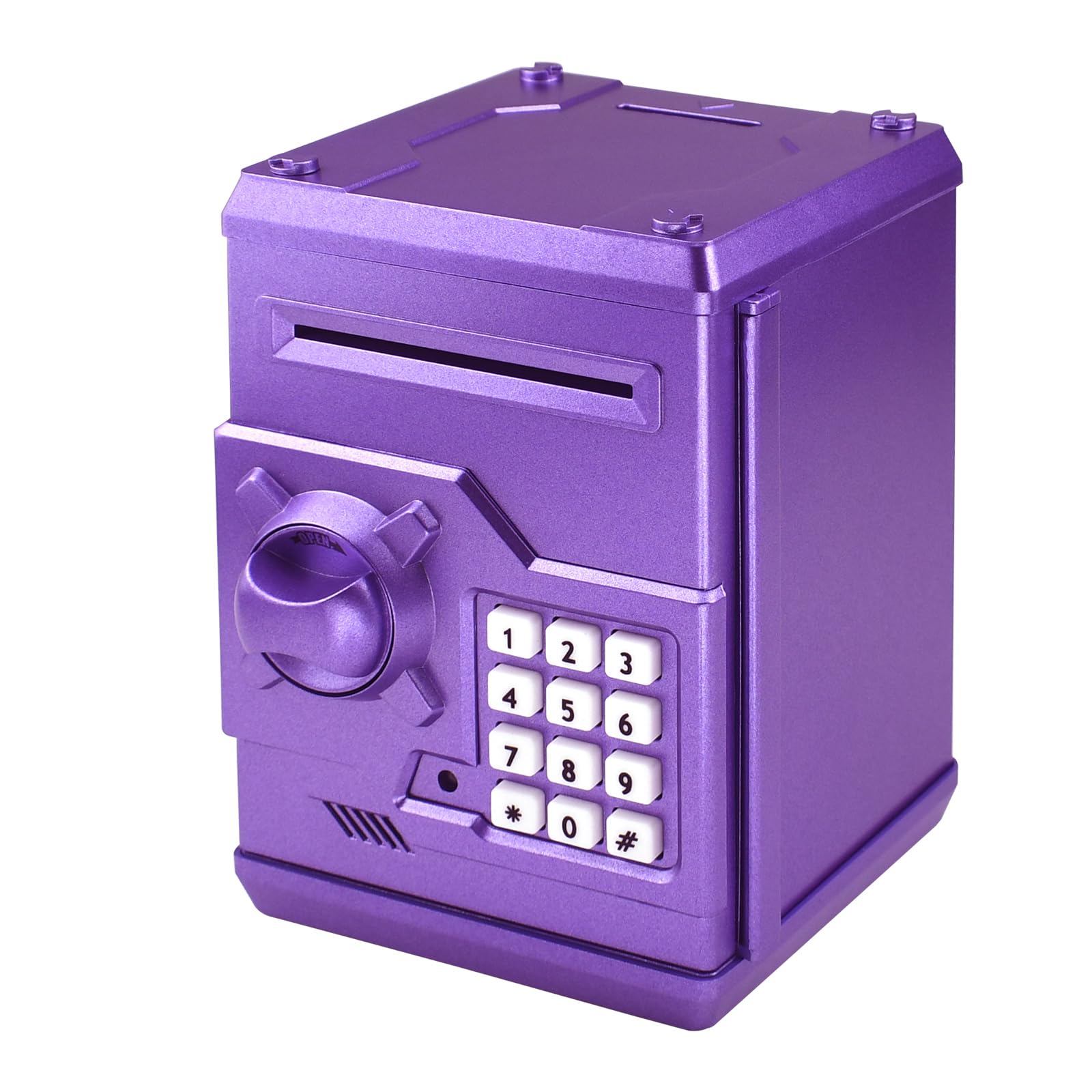 Totola Piggy Bank mini ATM front view demonstrates quick saving for kids.