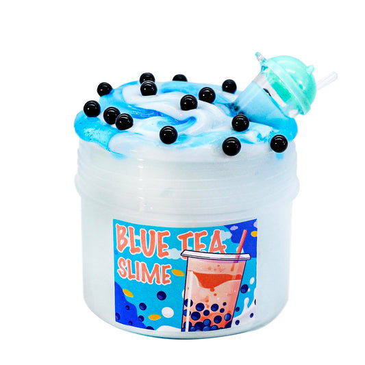 Tototang blue bubble tea slime with cup and pearls for satisfying visual textures