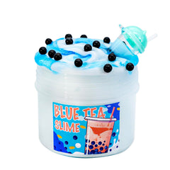 Tototang blue bubble tea slime with cup and pearls for satisfying visual textures