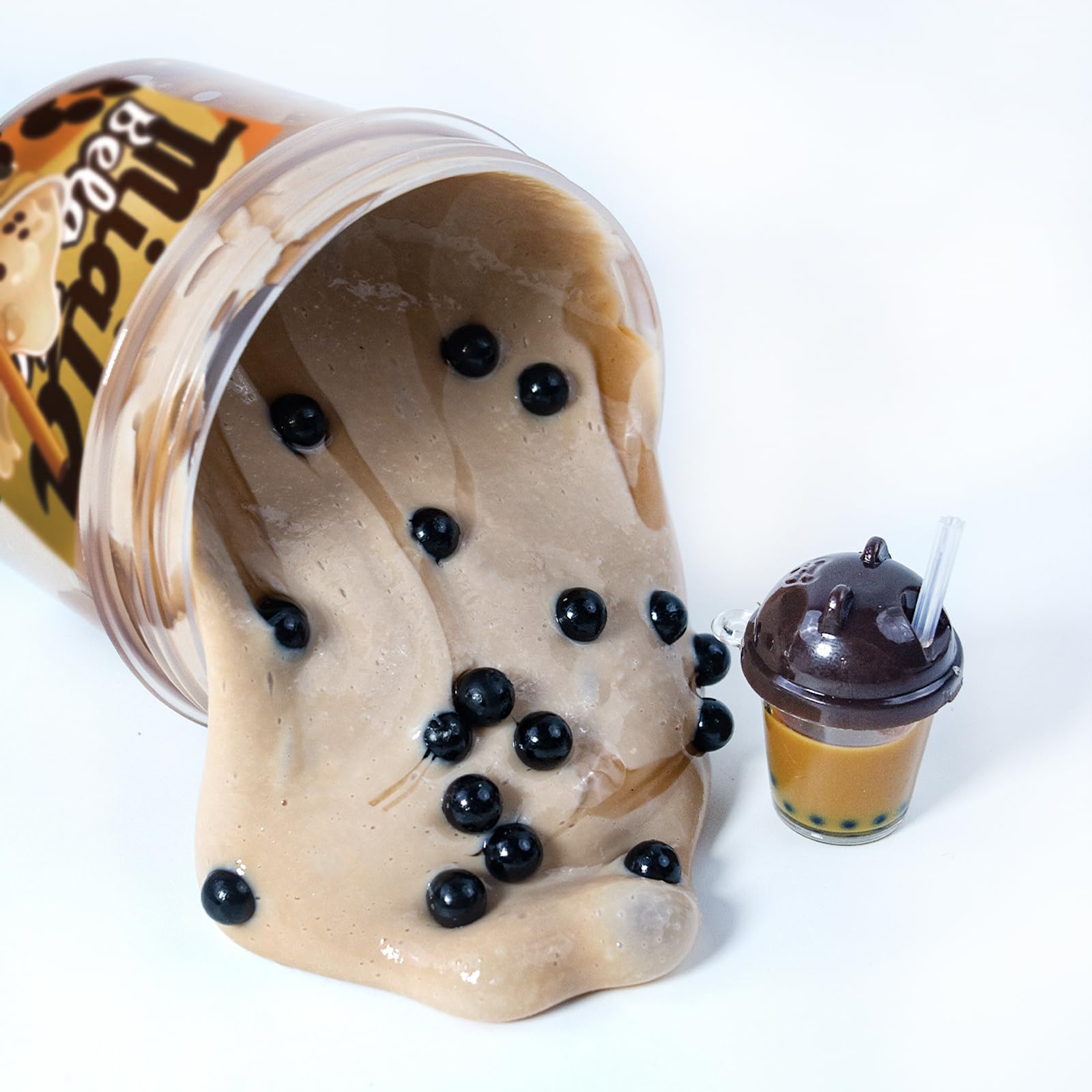 Tototang Bubble Tea Slime with black pearls adds realistic texture and sparkle.