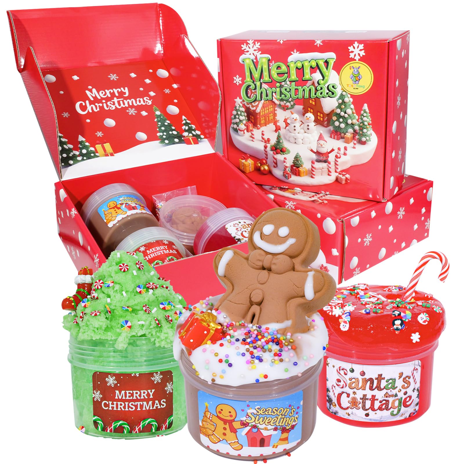 Tototang slime Christmas-tree icee texture image shows festive texture for holiday play.