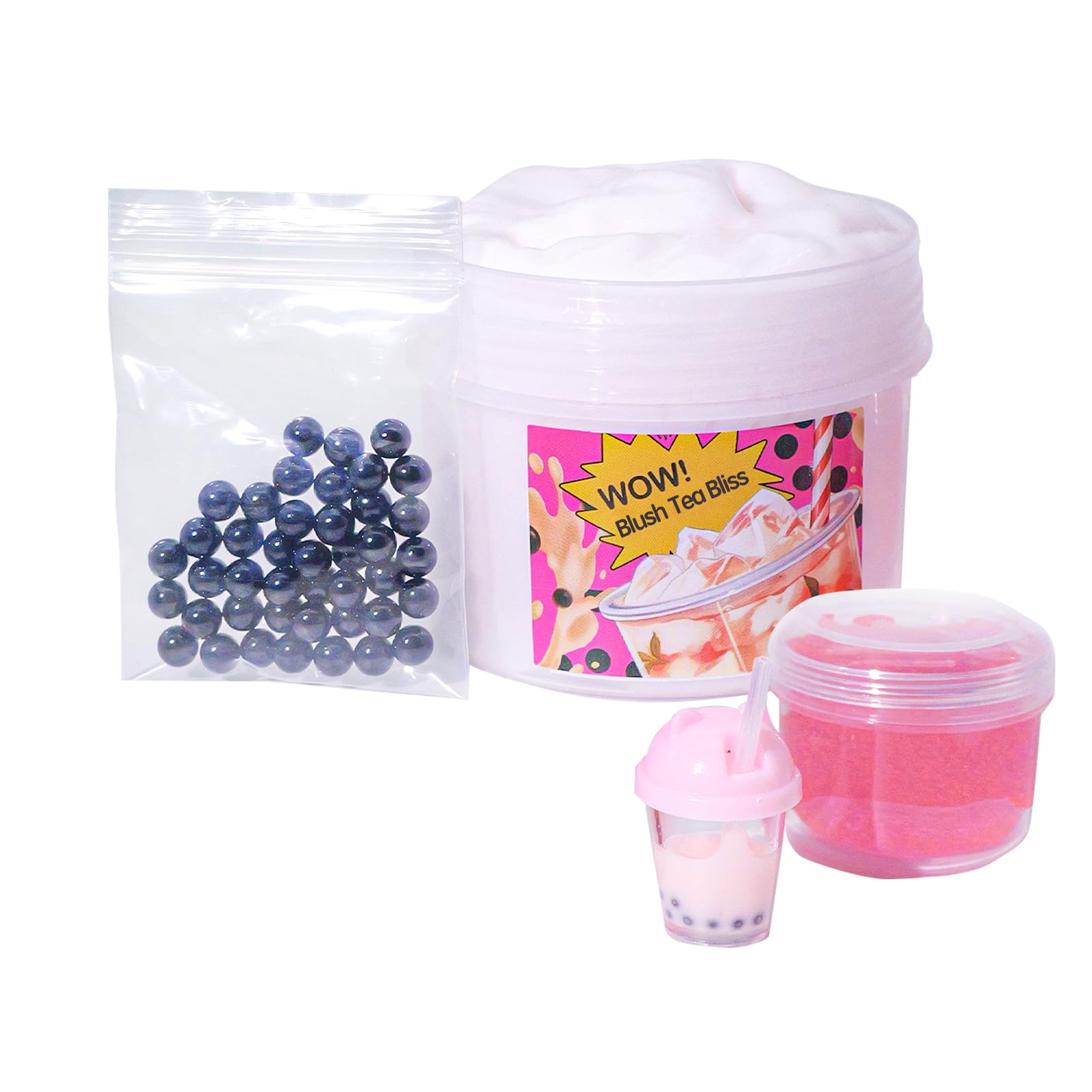 Tototang slime with black pearls enhances visual appeal and tactile interest.