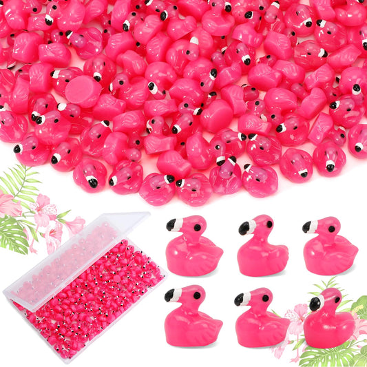 Touch Top 200-piece pink resin flamingo ducks for DIY crafts and cake toppers