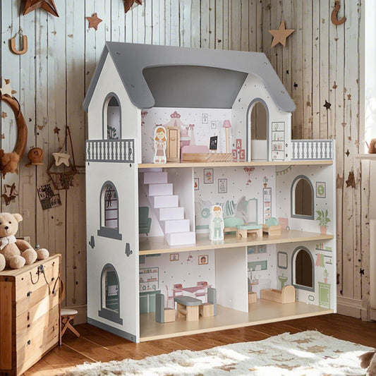 Touch Us Wooden Dream Playhouse balcony view inviting kids to explore elevated pretend spaces.