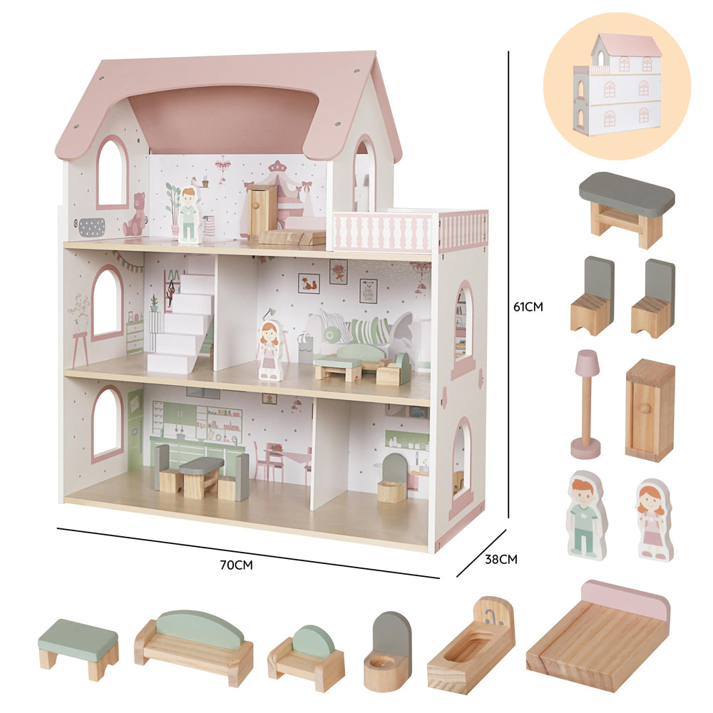 Touch Us three-level doll house showing spacious rooms for storytelling