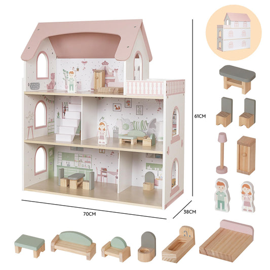 Touch Us three-level doll house showing spacious rooms for storytelling