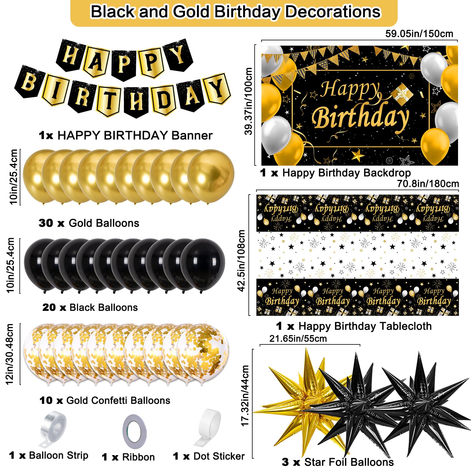 TOUPONS black gold balloons kit brings festive color and shine to the party.