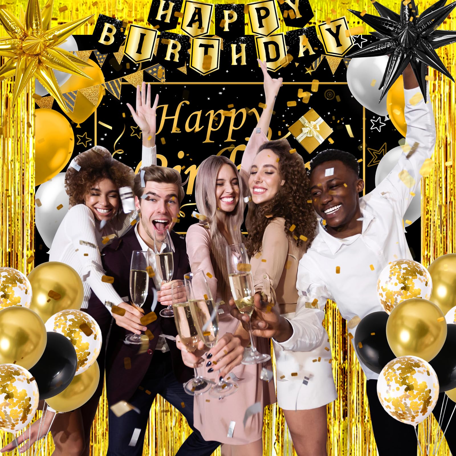 TOUPONS black gold birthday backdrop creates stunning photos and memories.
