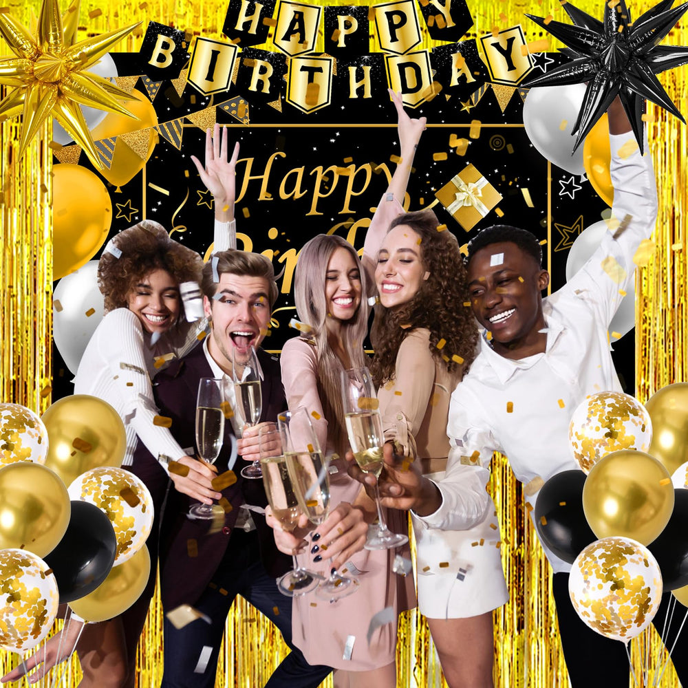 TOUPONS black gold birthday backdrop creates stunning photos and memories.
