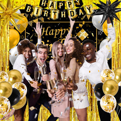 TOUPONS black gold birthday backdrop creates stunning photos and memories.