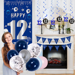 TOUPONS blue hanging swirls 12 pendant create dynamic ceiling decoration.