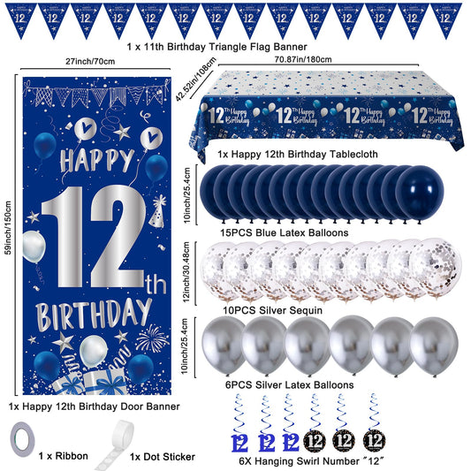 TOUPONS blue-silver 12th tablecloth provides a polished backdrop for photos.