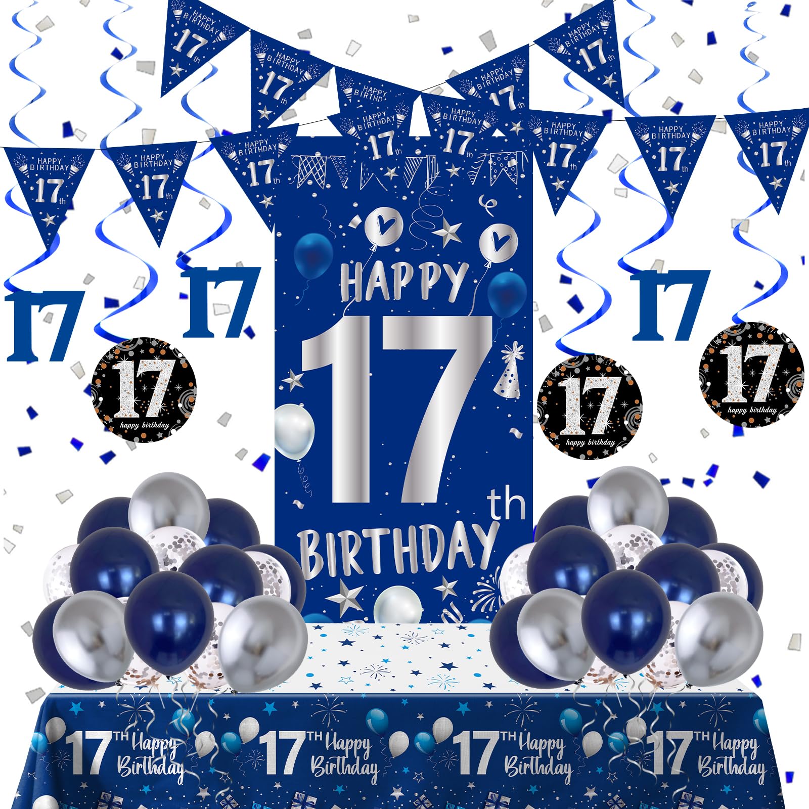 TOUPONS navy blue latex balloons for a bold 17th birthday setup
