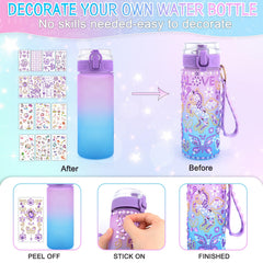 TOUPONS unicorn stickers pack adds colorful decoration to bottles.