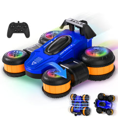 Toupus high-speed RC drift car front view shows a blue shell for rapid indoor thrills.