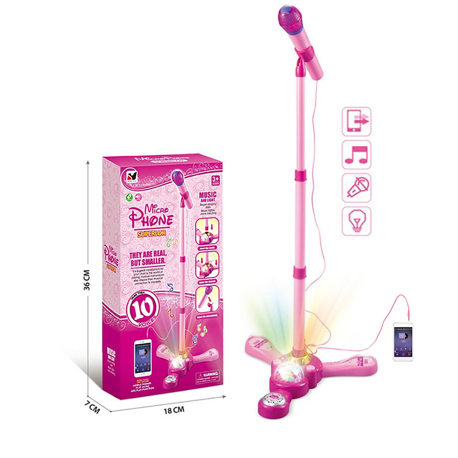 TourKing Kids Karaoke packaging box highlights a gift-ready setup for ages 3+.