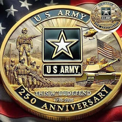 Touzanious 250th anniversary U.S. Army coin front with high relief for display