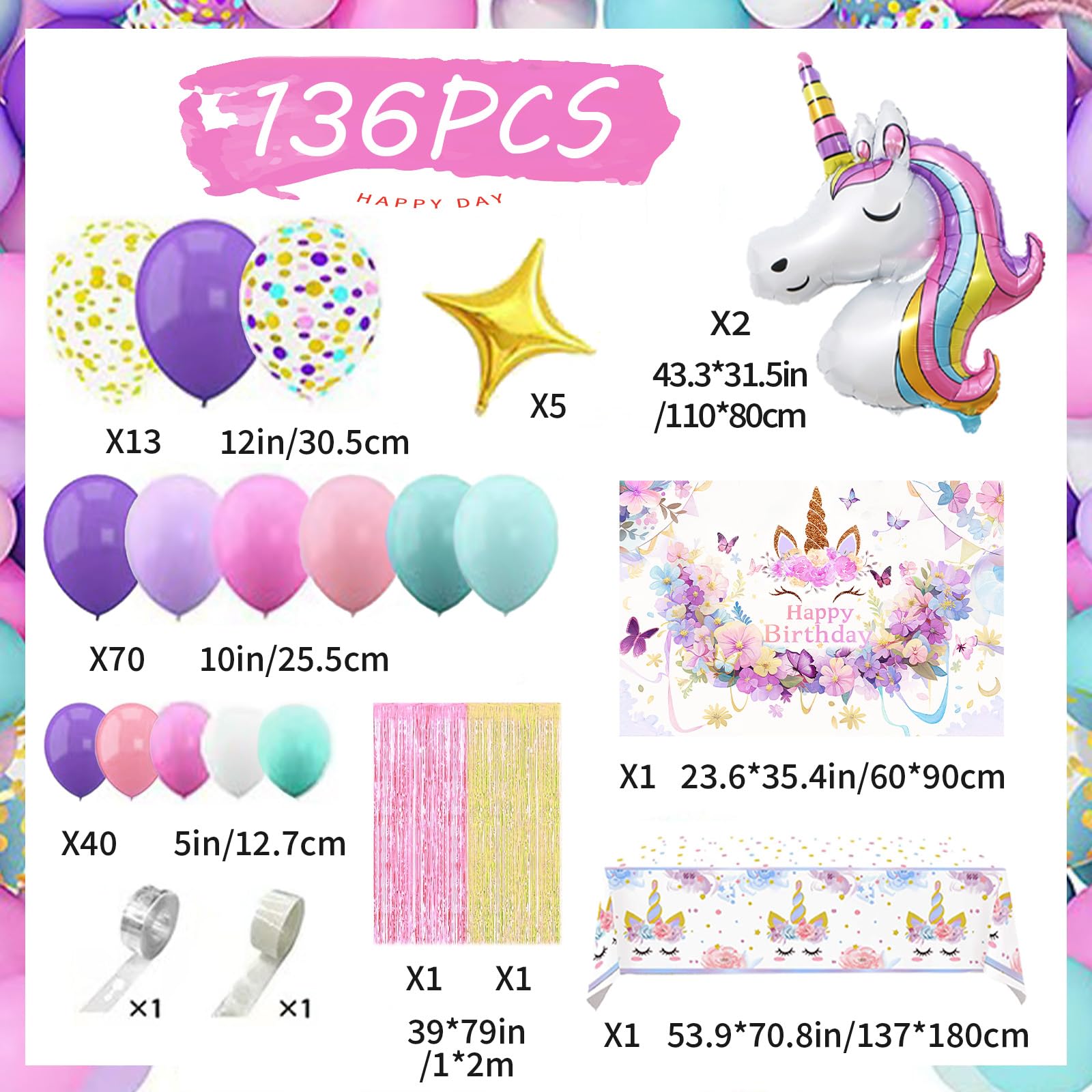 TOVIDO 129-piece unicorn balloons add lively color to the party