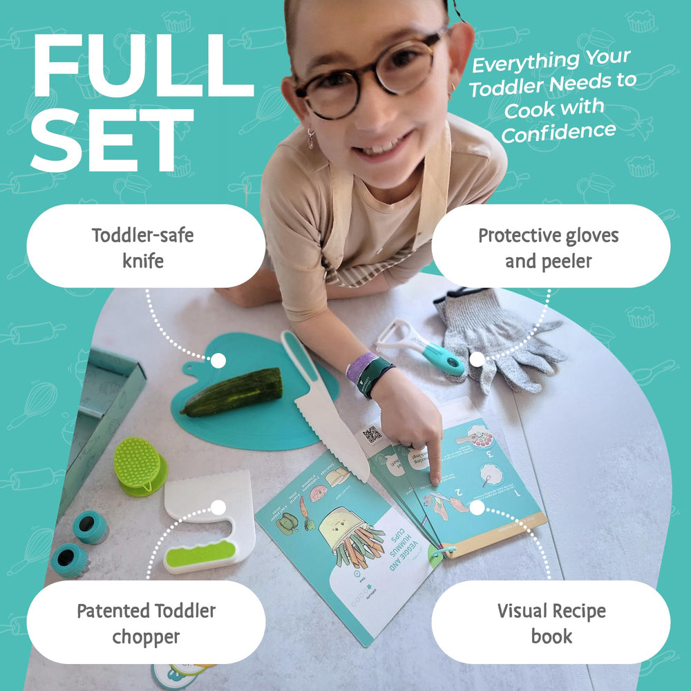 Tovla Jr kitchen tools in action Montessori learning at home