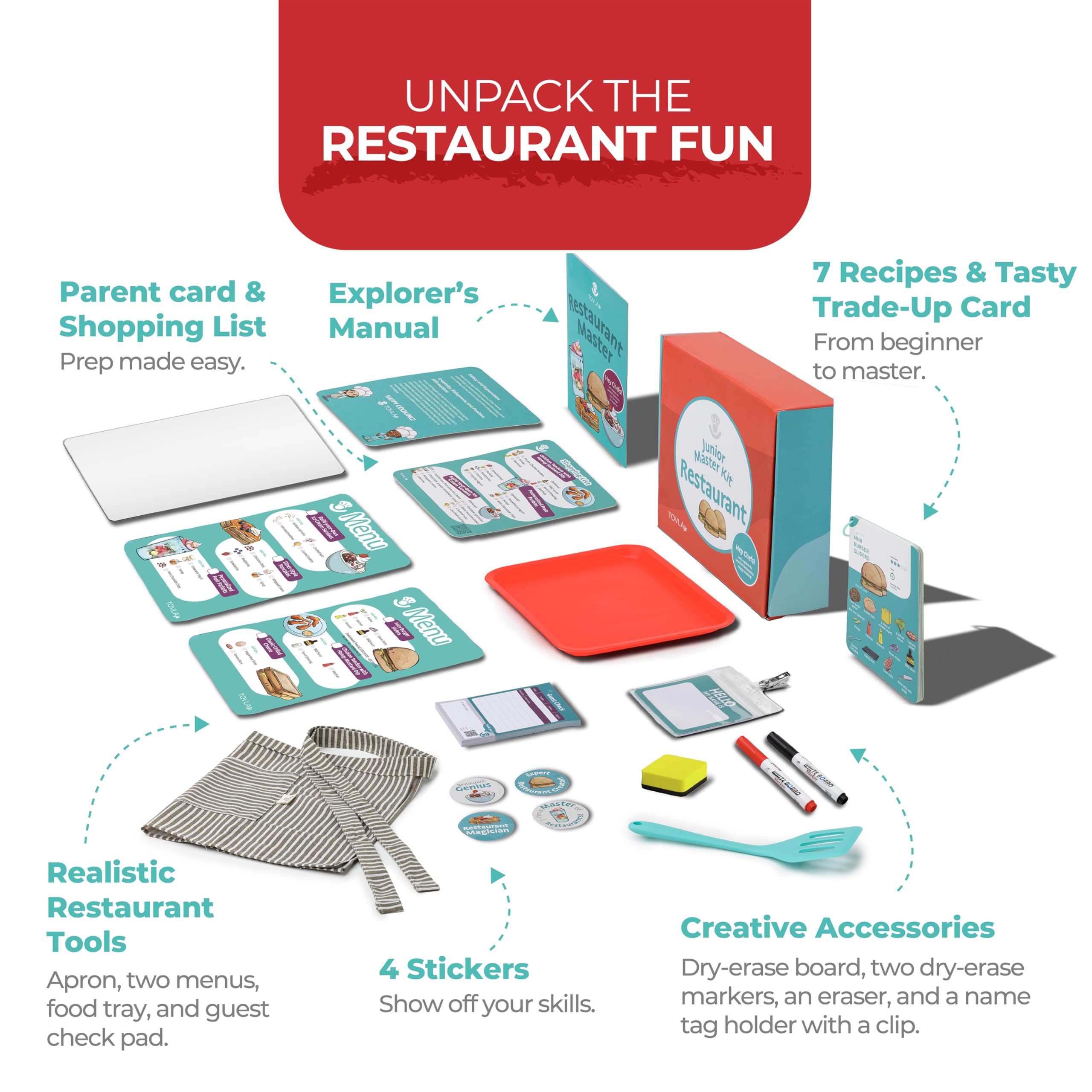 Tovla Jr. mini food tray supports organized, pretend dining experiences for kids.