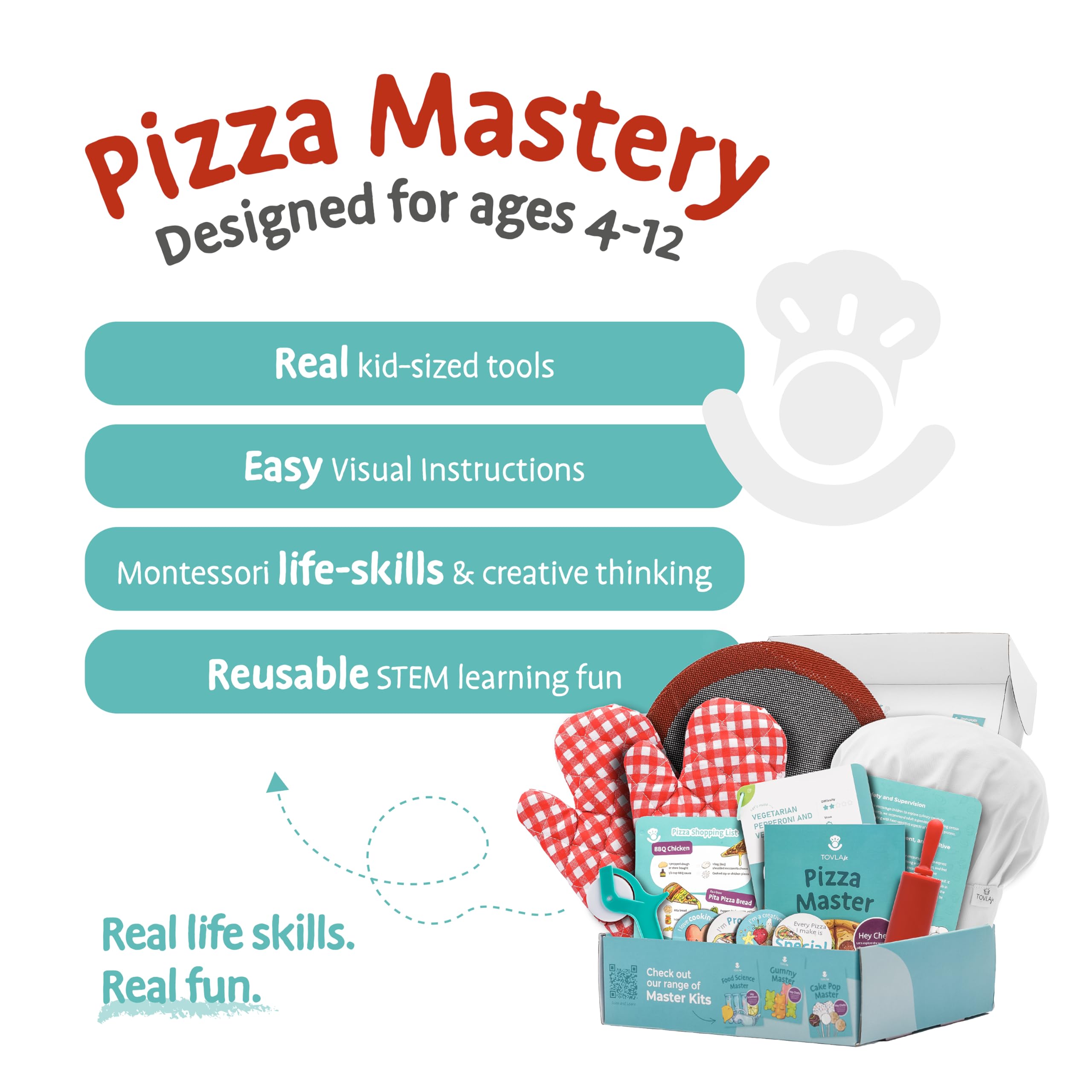 TOVLA JR pizza cutter provides safe slicing for youngsters.