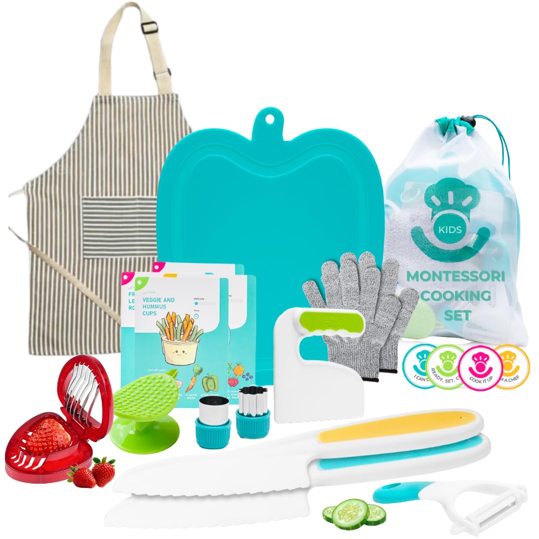 Tovla Jr Real Toddler Cutting Set with strawberry slicer supports safe hands on learning