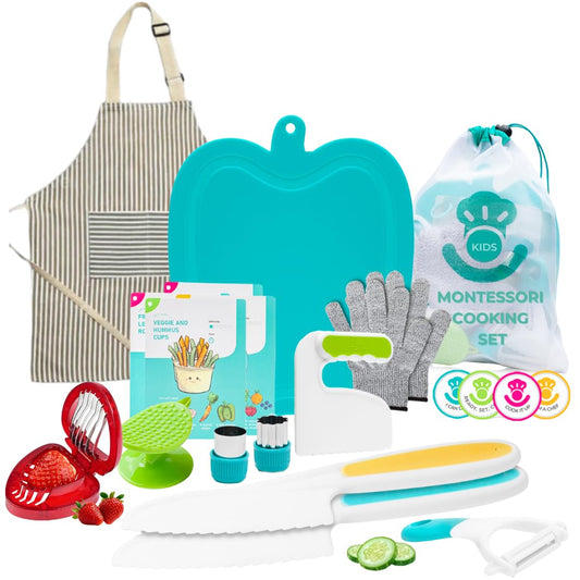Tovla Jr Real Toddler Cutting Set with strawberry slicer supports safe hands on learning