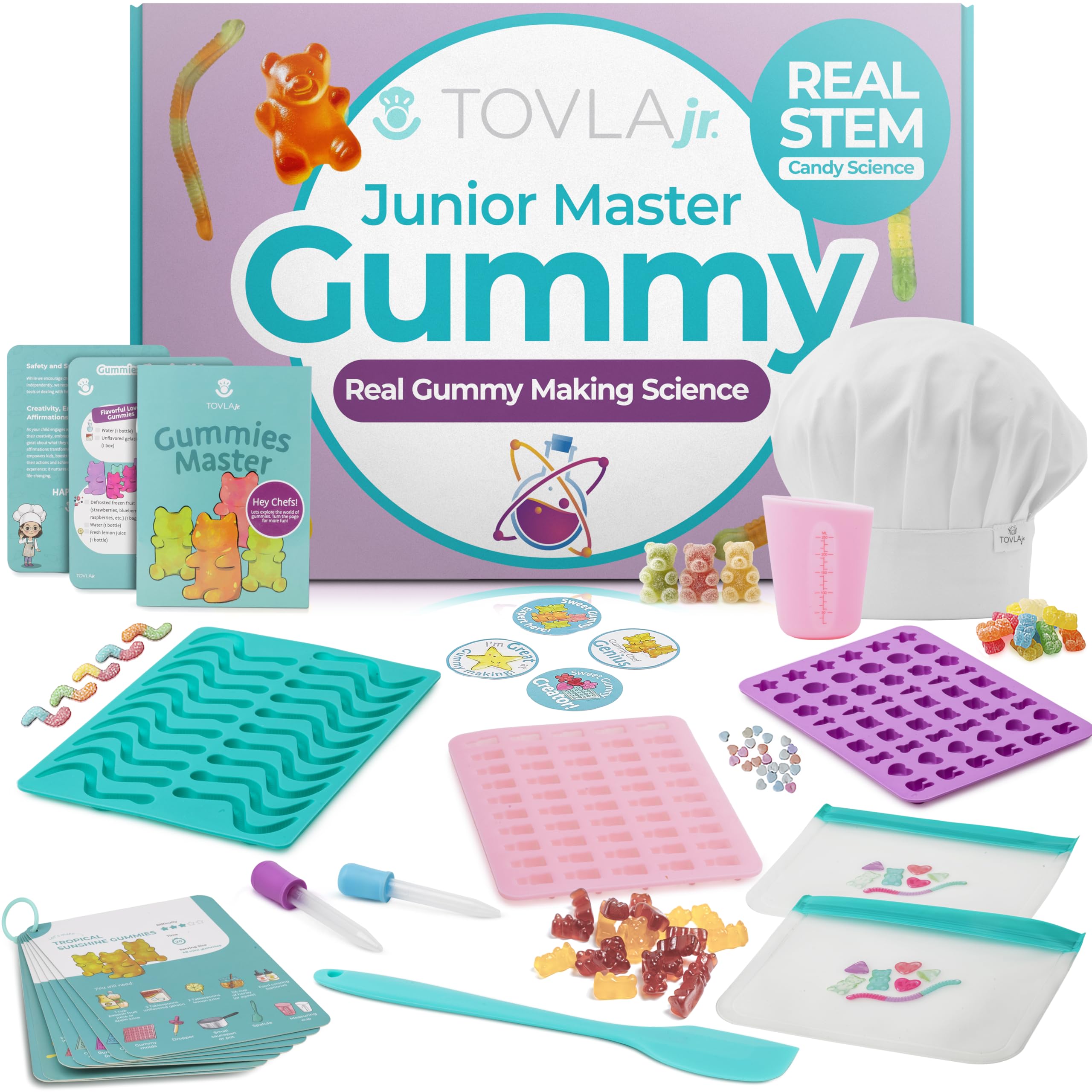 Tovla Jr Ultimate Gummy-Making Kit bear molds for kid-friendly candy creation at home.