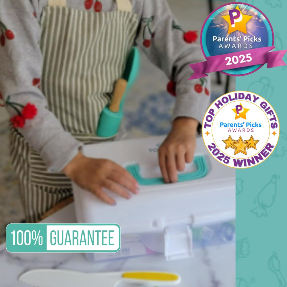 Tovla JR whisk in action for smooth batter and sensory play.