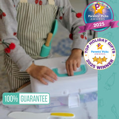 Tovla JR whisk in action for smooth batter and sensory play.