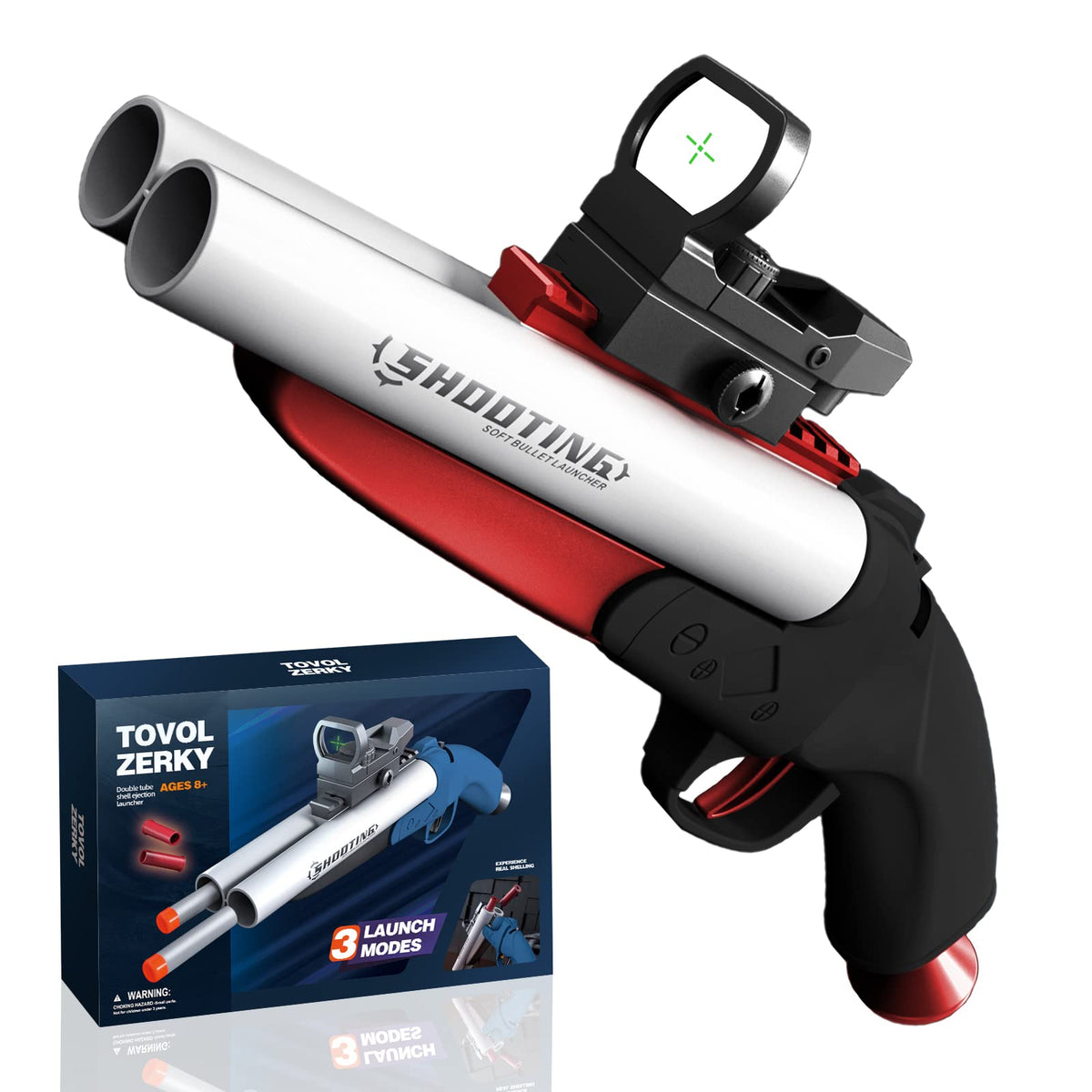 TOVOL ZERKY double-barrel shotgun front view showing compact grip for kids