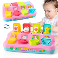 Tovol Zerky Montessori pop-up toy with unicorn button enhances action-reaction play