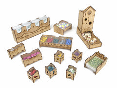TowerRex Wingspan European Expansion storage showing neatly arranged cards and tiles.