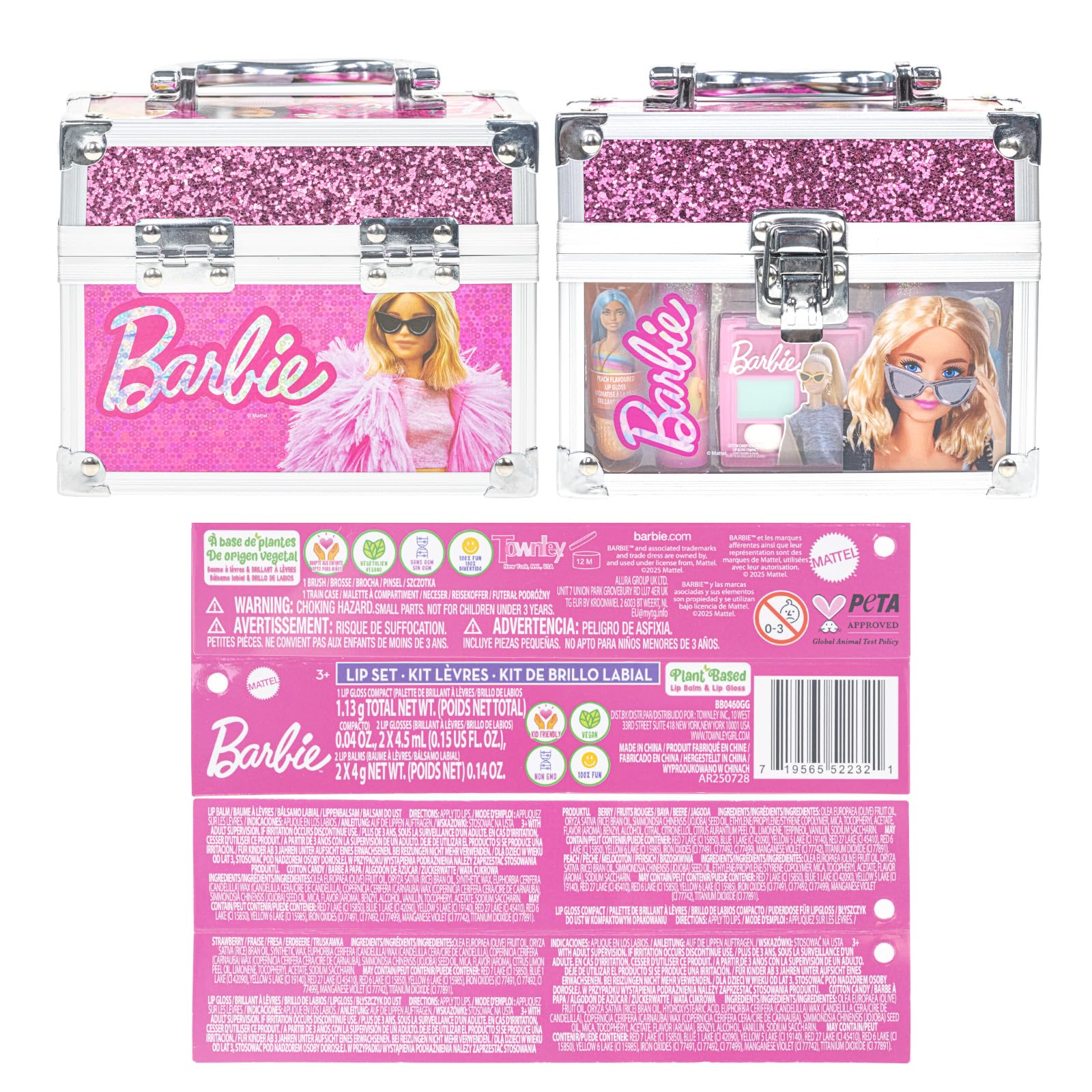 Townley Girl Barbie gift-ready train case for birthdays and holidays