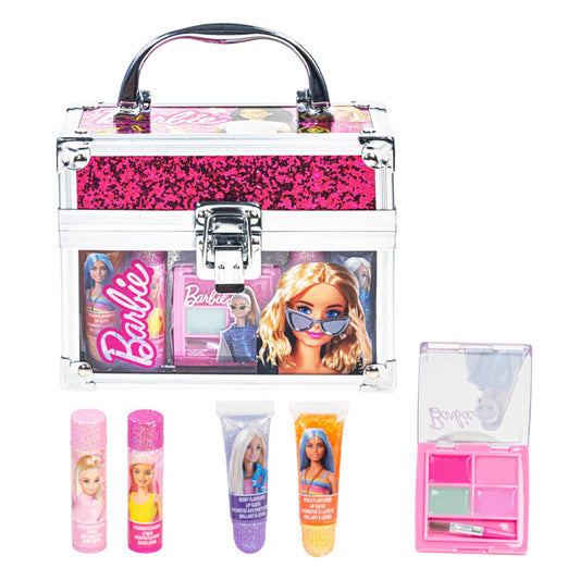 Townley Girl Barbie train case front view shows playful storage for kids' makeup
