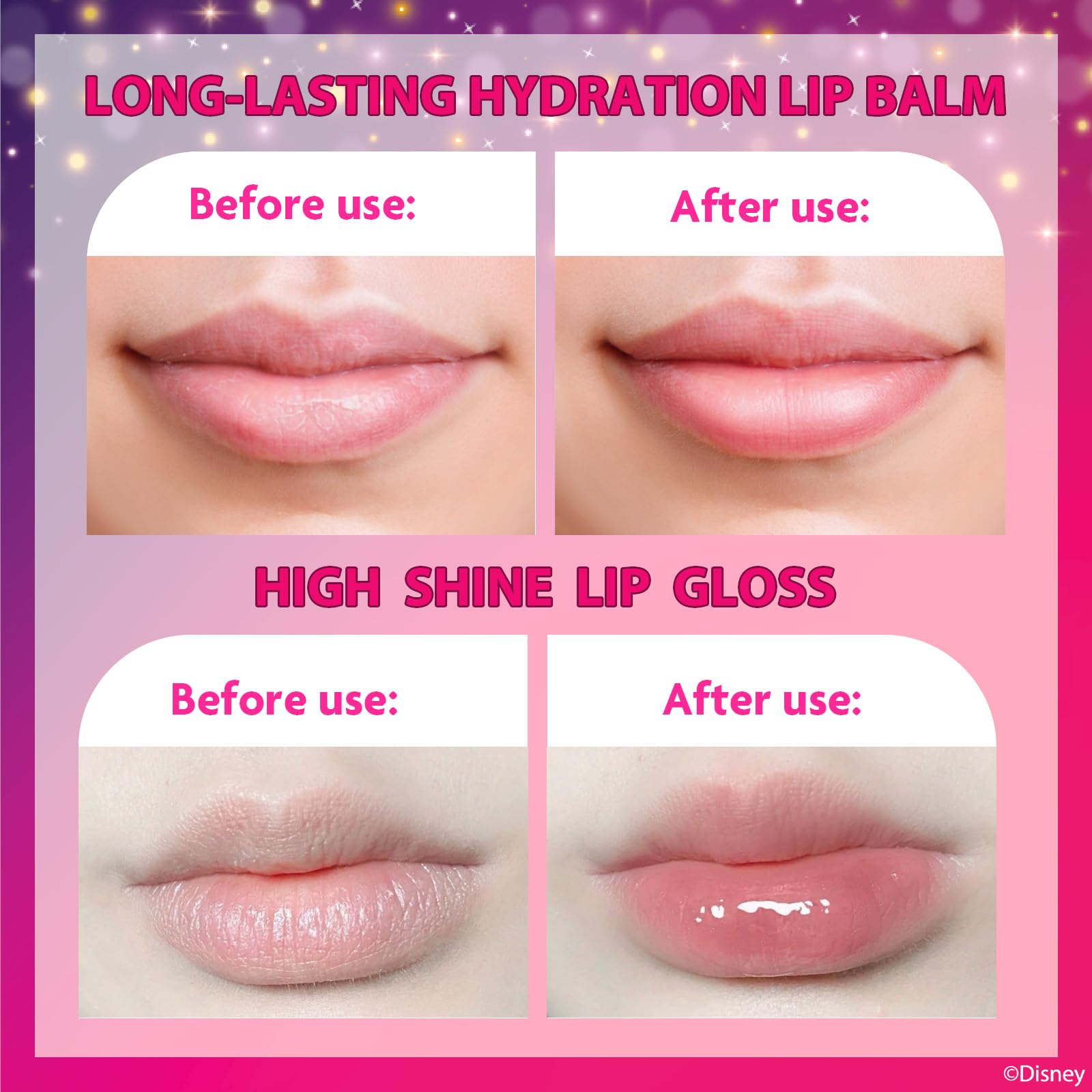 Townley Girl lip gloss tube with pink shimmer for kid-friendly sparkle.