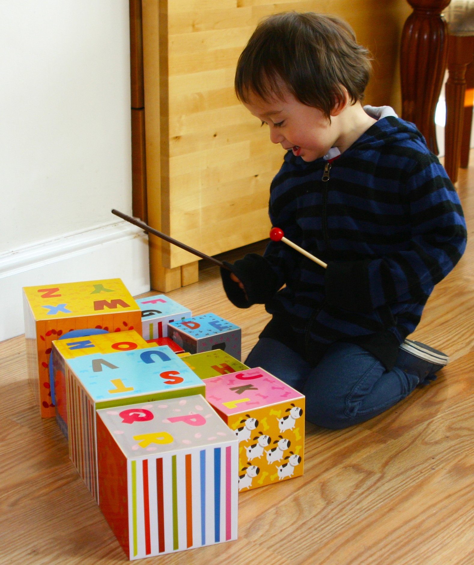 TOWO wooden stacking boxes animals mother and babies spark imaginative play