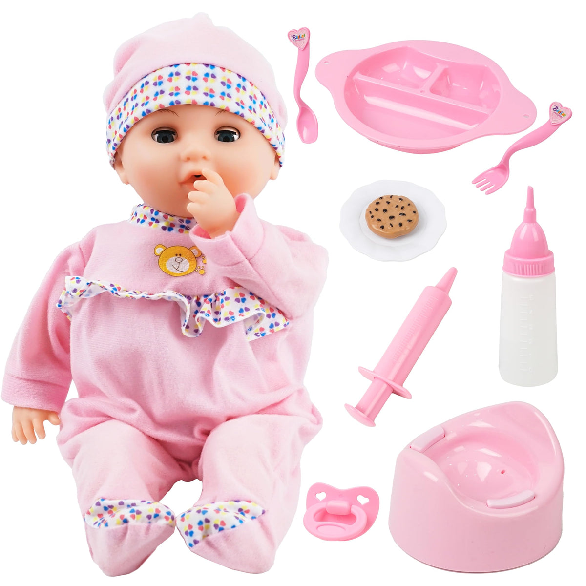 Toy Choi's 16inch interactive pink baby doll for gentle hugging and imaginative play.