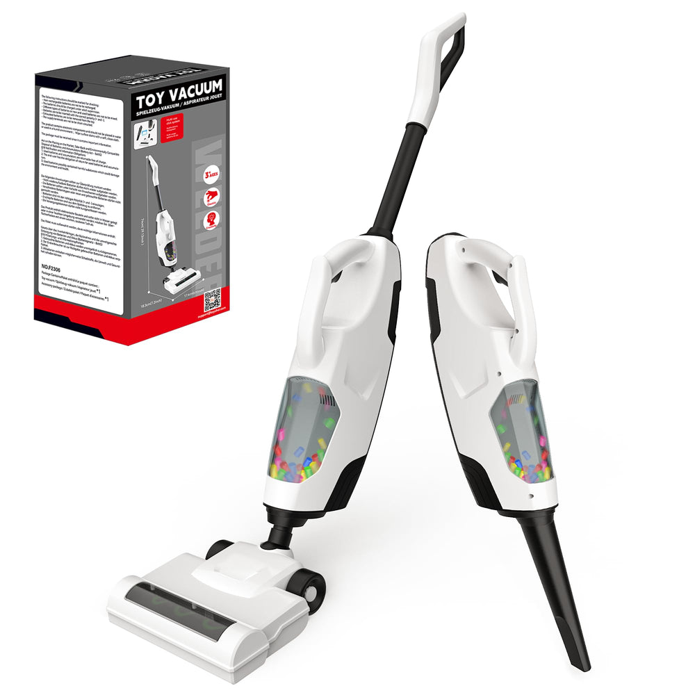 Toy Choi's 2-in-1 kids vacuum toy with sound effects for engaging pretend cleaning.