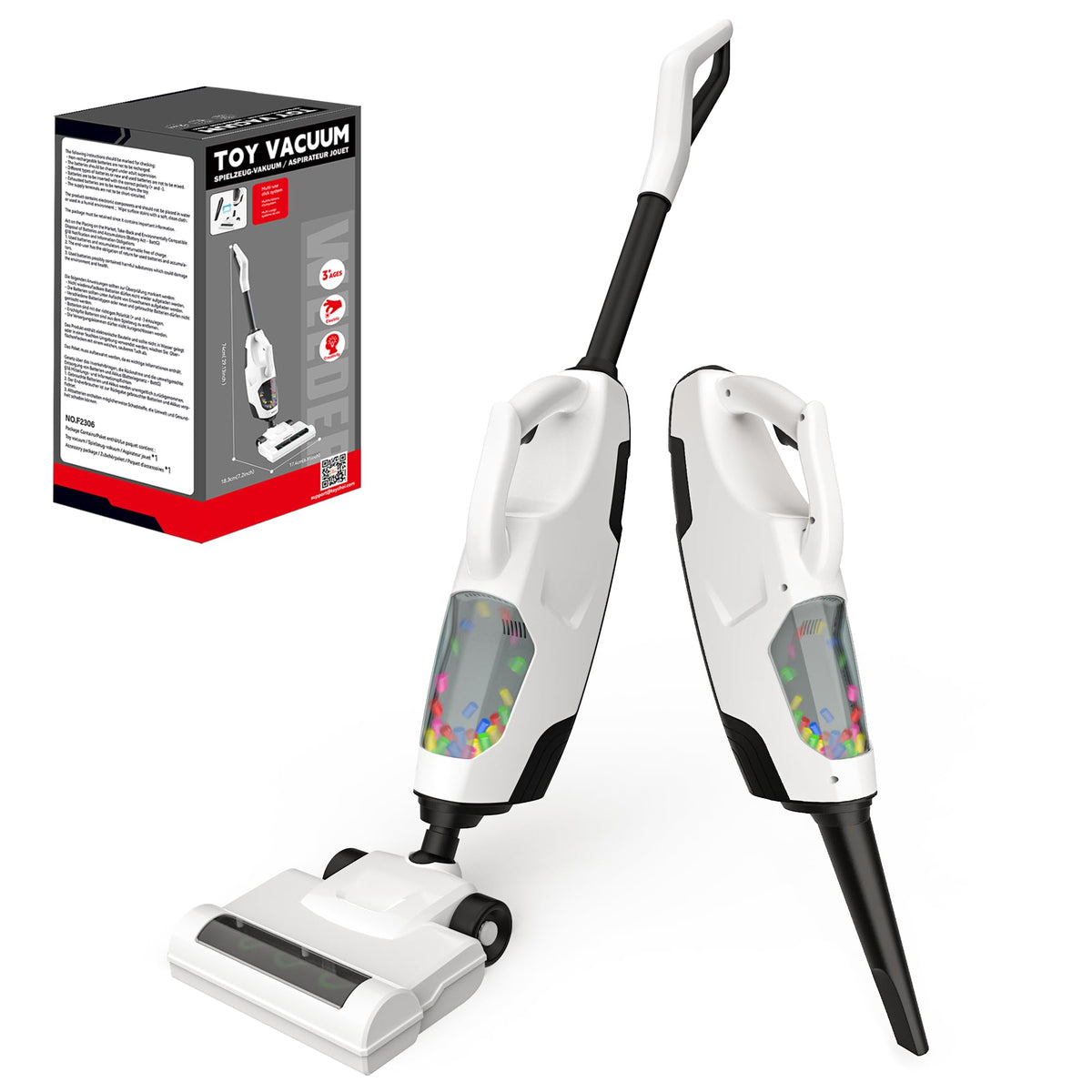 Toy Choi's 2-in-1 kids vacuum toy with sound effects for engaging pretend cleaning.