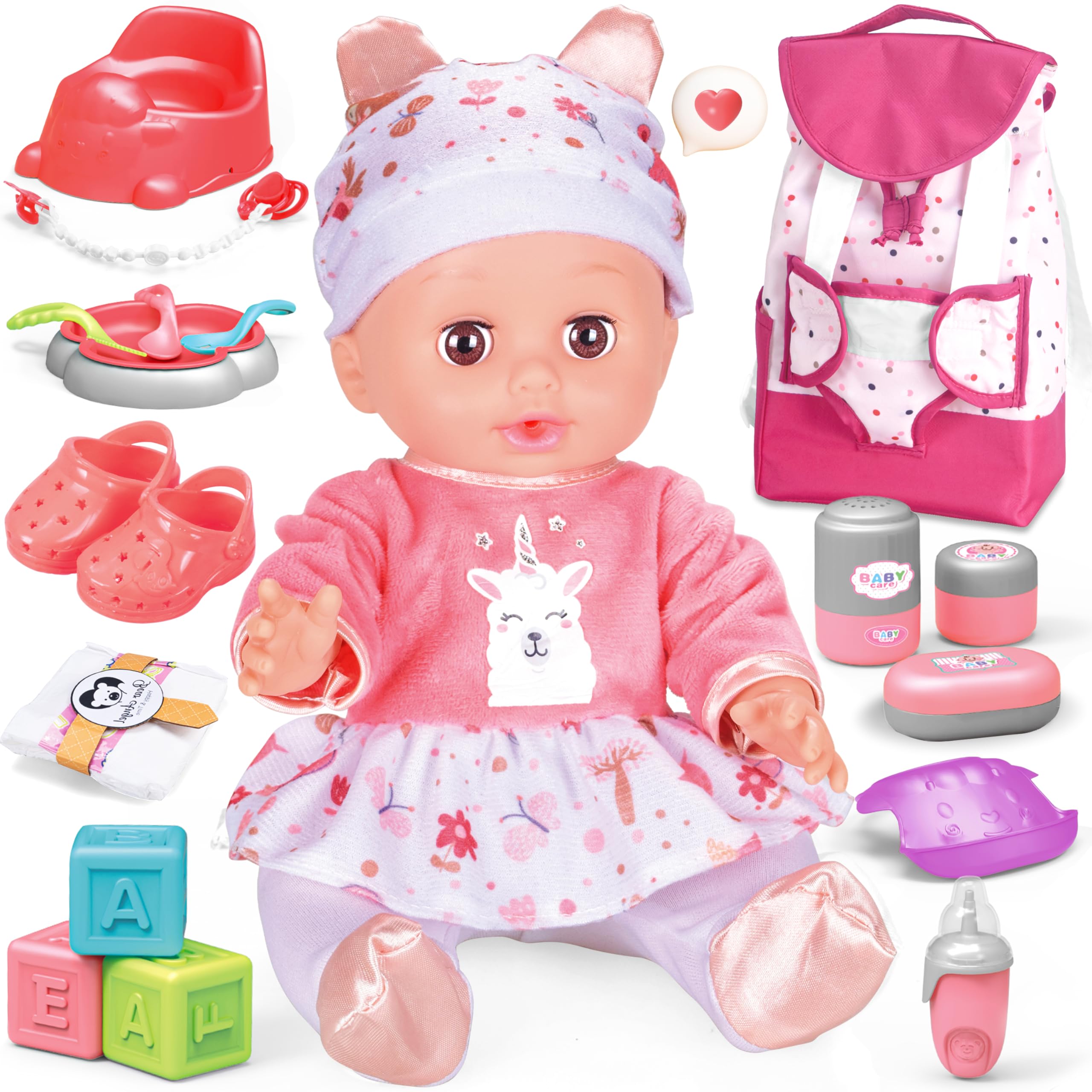 Toy Choi's 14-inch baby doll with backpack for nurturing pretend play sessions