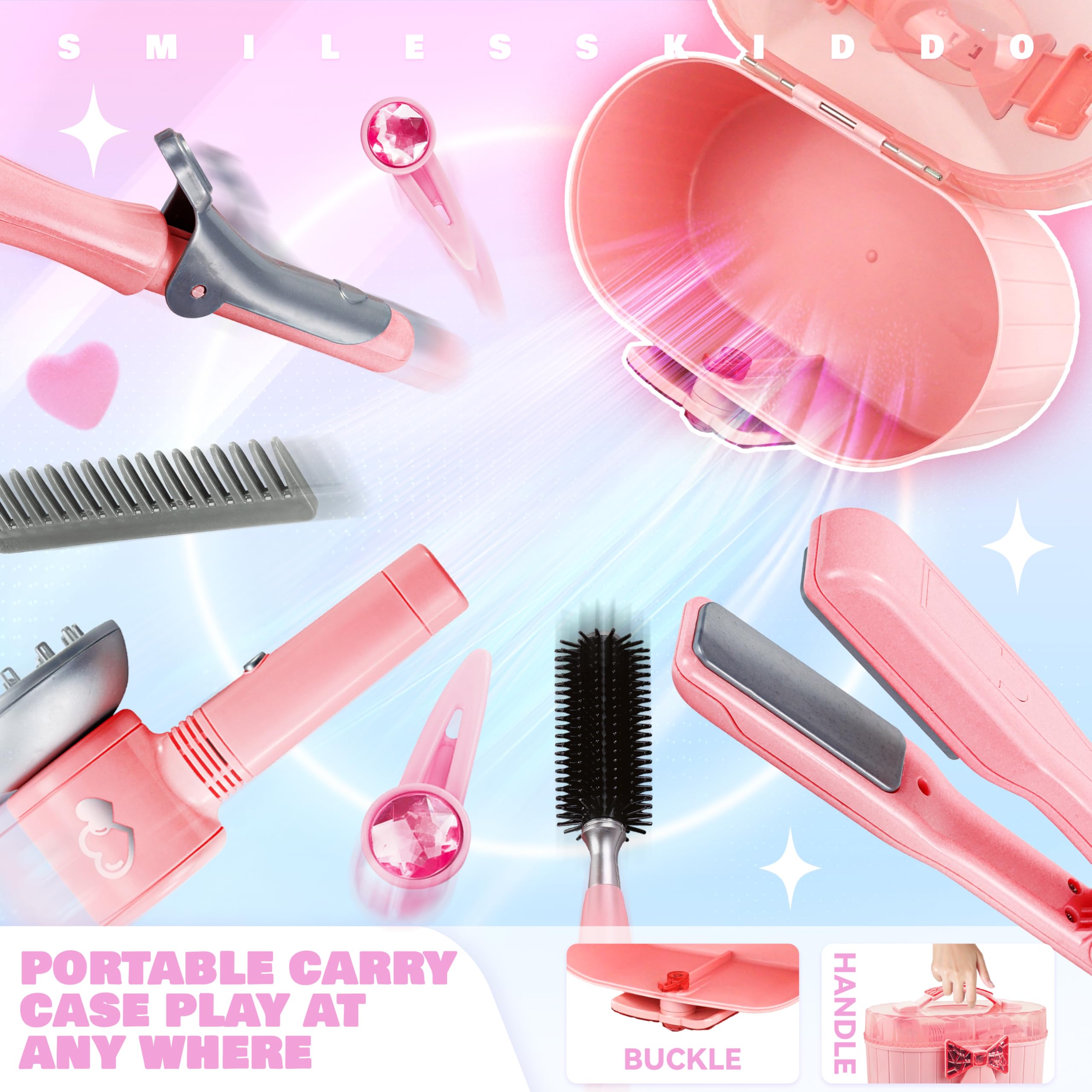 Toy Choi's pink battery-operated hairdryer adds realism to pretend salon play