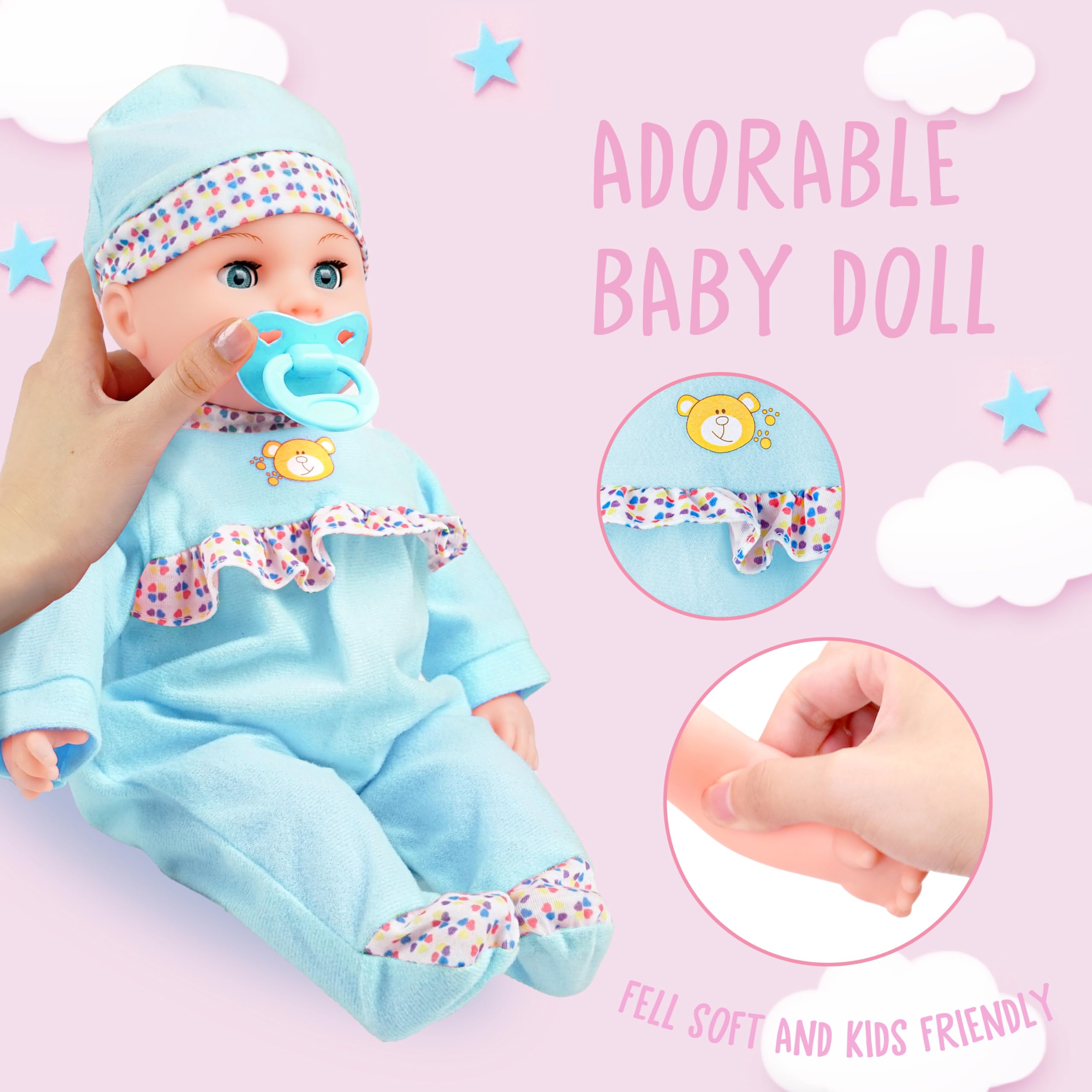Toy Choi's doll accessories support pretend meals with bowls, spoons, and bottles.