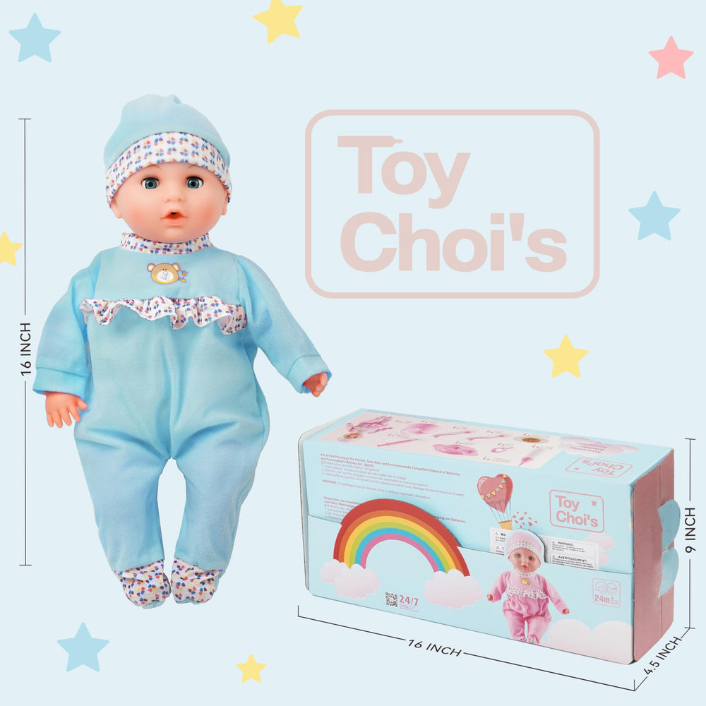 Toy Choi's doll cries with realistic sounds to enhance caregiver role-play.