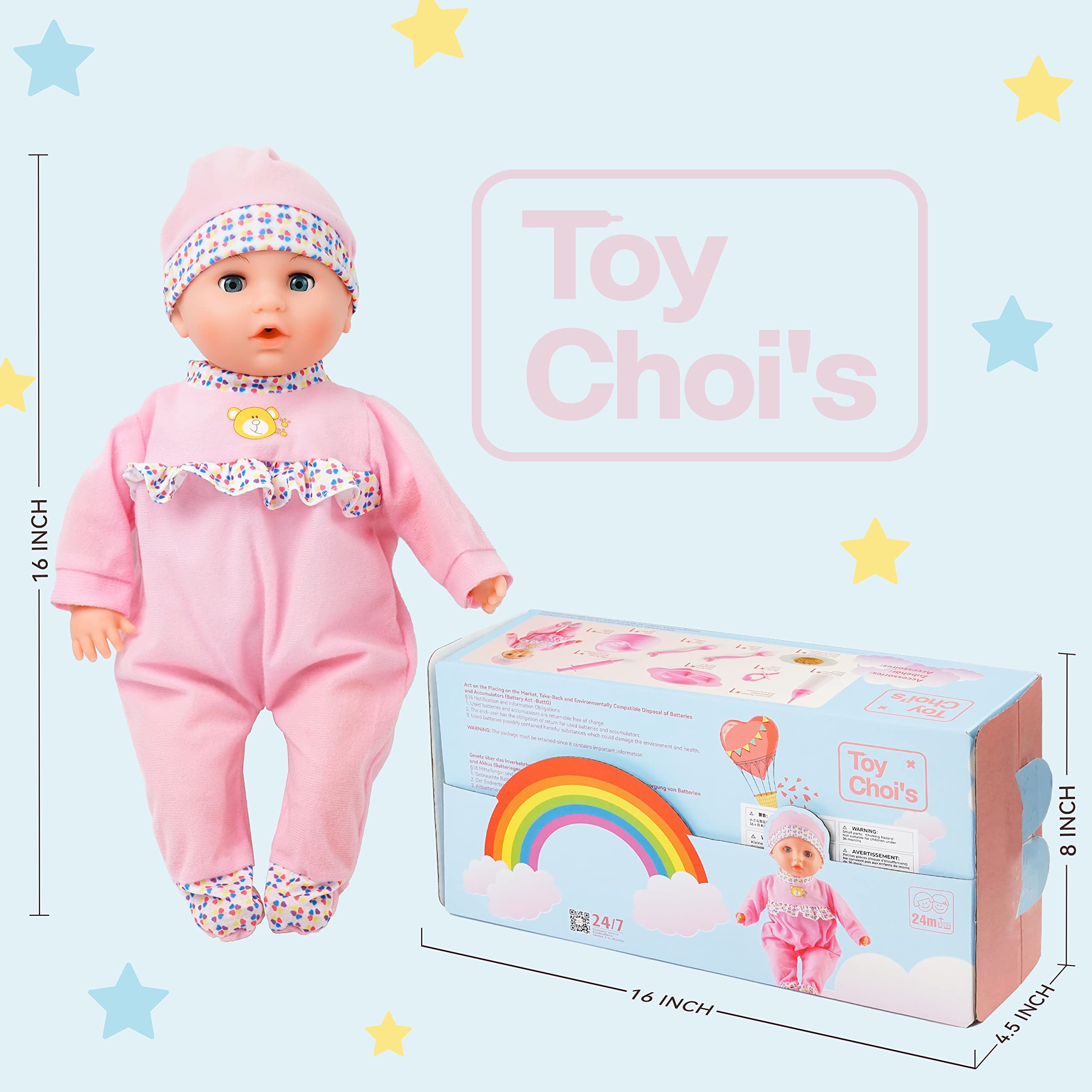Toy Choi's feeding accessories set enabling pretend meals and nurturing playtime.