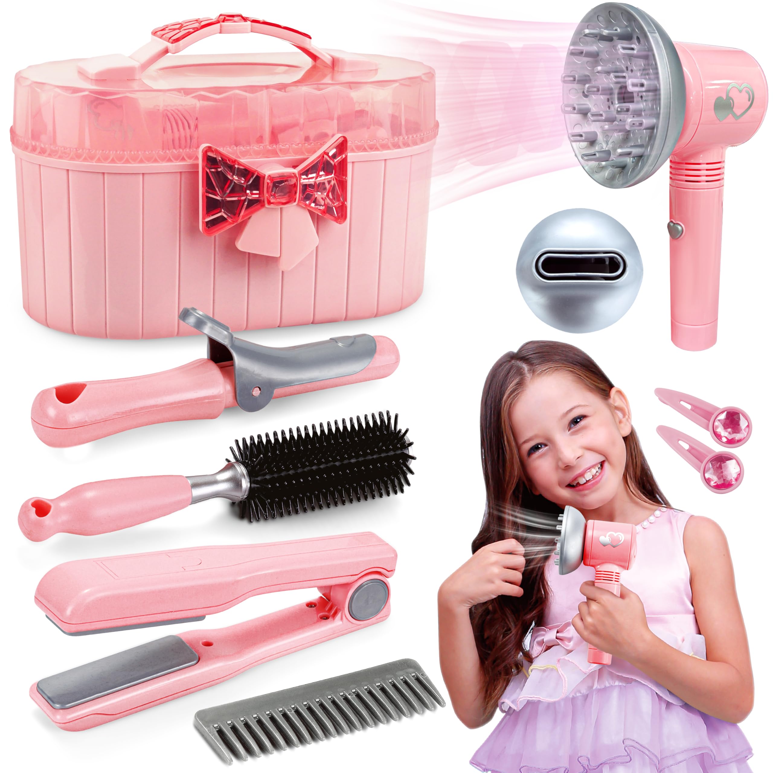 Toy Choi's pink straightener for imaginative styling sessions at home