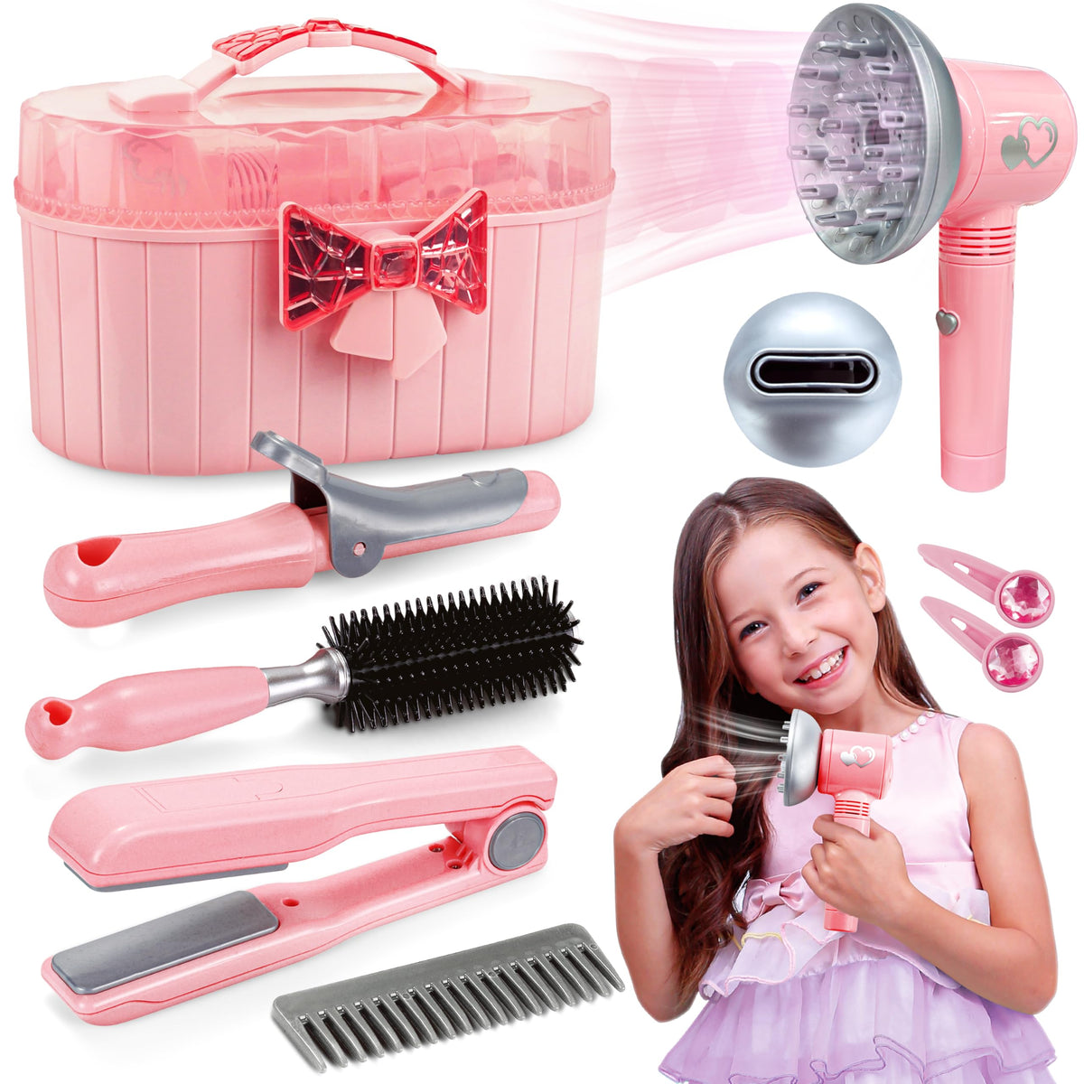 Toy Choi's pink straightener for imaginative styling sessions at home