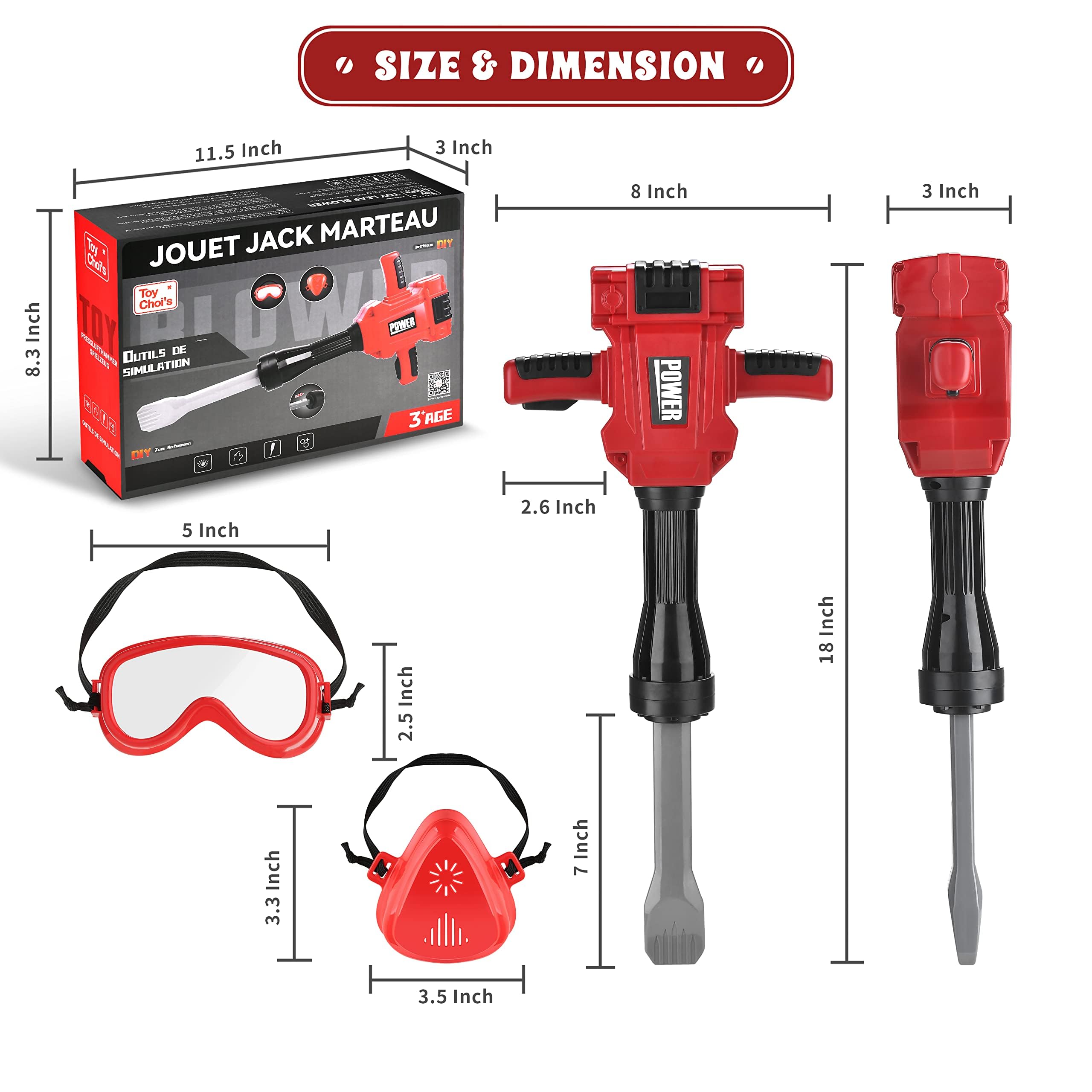 Family enjoys pretend construction with Toy Choi's jackhammer toy.