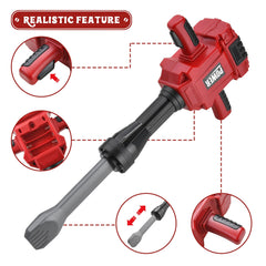 Toy Choi's jackhammer toy with safety goggles and mask for safe role-play.