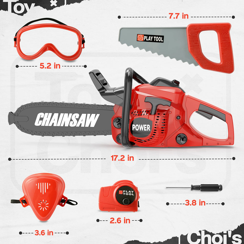 Toy Choi's chainsaw requires 3 AA batteries (not included) to power sounds